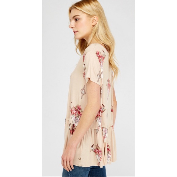 Floral Cow Skull Peplum Tee - Picture 3 of 11